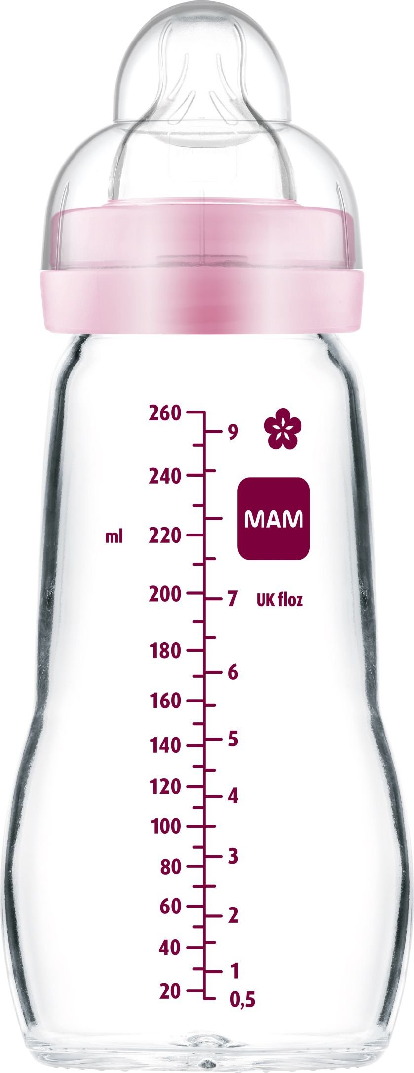 MAM Feel Good Sutteflaske i Glas 260 ml. Pink