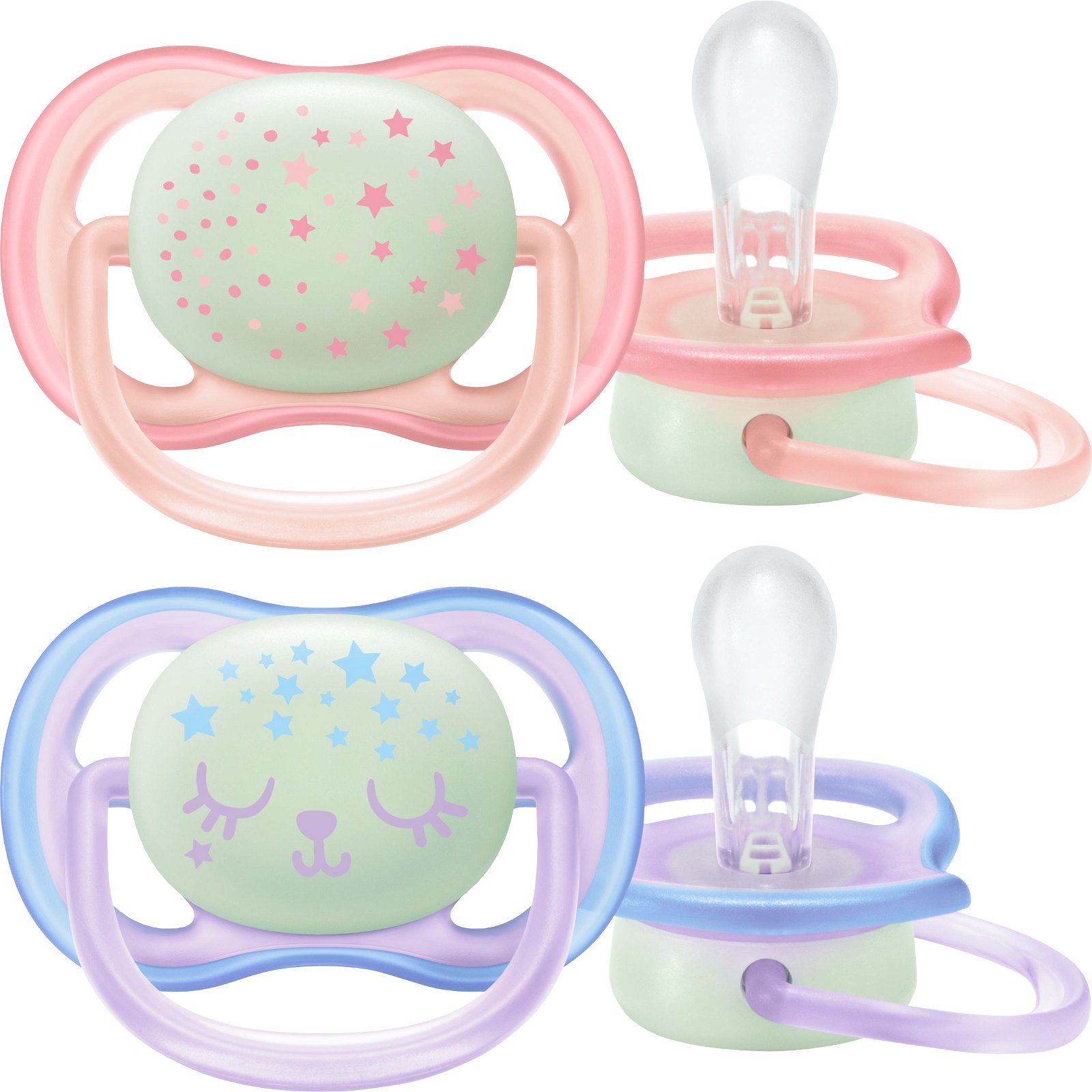 Philips Avent Ultra Air Night Nachtschnuller 0-6 Monate Pink Star - Purple Bunny